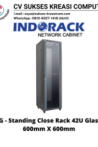 Standing Close Rack 19Inch 42U Depth 600mm – Glass Door Indorack IR6042G