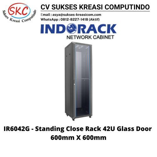 Standing Close Rack 19Inch 42U Depth 600mm – Glass Door Indorack IR6042G