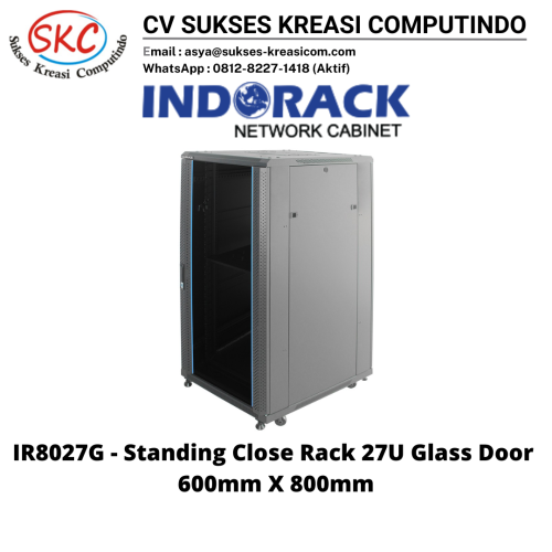 INDORACK IR8027G 27U Depth 800mm (Glass Door)