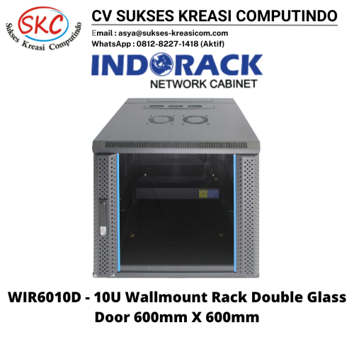 Indorack WIR6010D Wallmount Rack 19inch Double Door Glass Door 10U Width 600mm Depth 600mm