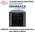 Indorack WIR6012D Wallmount Rack 19inch Double Door Glass Door 12U Width 600mm Depth 600mm