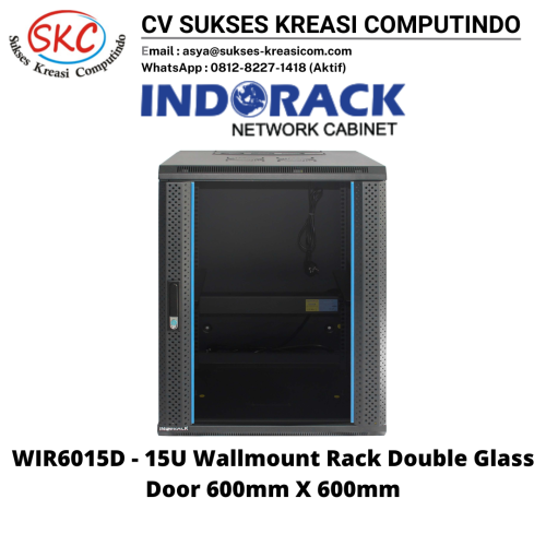 Indorack WIR6015D Wallmount Rack 19inch Double Door Glass Door 15U Width 600mm Depth 600mm