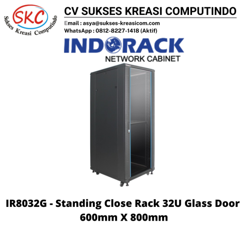 INDORACK IR8032G 32U Depth 800mm (Glass Door)