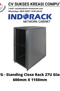Standing Close Rack 19Inch 27U Depth 1150mm-GlassDoorIndorack IR11527G