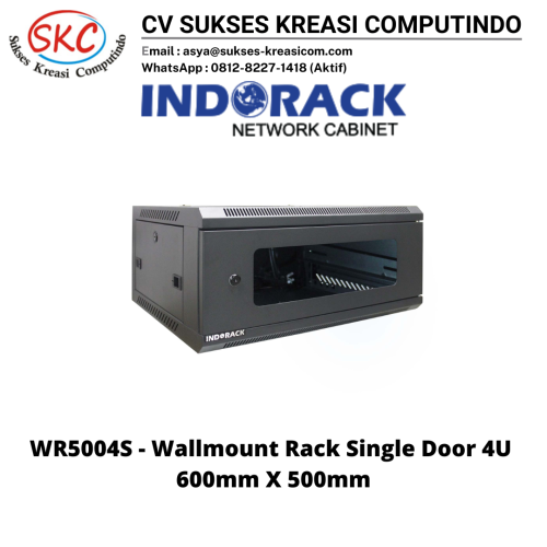 Indorack WR5004S Wallmount Series 19inch Single Door 4U Width 600mm Depth 500mm