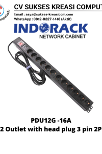 PDU12G-16A PDU 12 Outlet with head plug 3pin 2P+E 16A (Germany/Europe) (INDORACK)