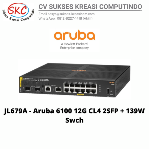JL679A – Aruba 6100 12G CL4 2SFP + 139W Swch