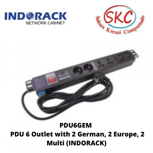 PDU6GEM – PDU 6 Outlet with 2 German, 2 Europe, 2 Multi (INDORACK)
