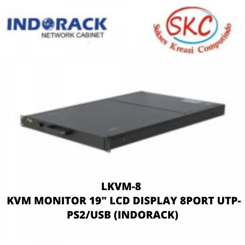 LKVM-8 – KVM MONITOR 19″ LCD DISPLAY 8PORT UTP- PS2/USB (INDORACK)