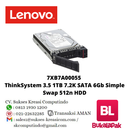Lenovo Server 7XB7A00055 ThinkSystem 3.5 1TB 7.2K SATA 6Gb