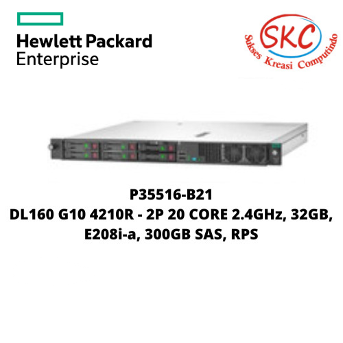 P35516-B21 DL160 G10 4210R – 2P 20 CORE 2.4GHz, 32GB, E208i-a, 300GB