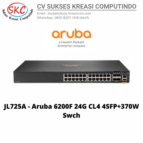 JL725A – Aruba 6200F 24G CL4 4SFP+370W Swch