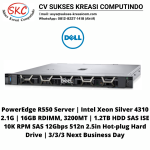 PowerEdge R550 Server | Intel Xeon Silver 4310 2.1G | 16GB RDIMM, 3200MT | 1.2TB HDD SAS ISE 10K RPM SAS 12Gbps 512n 2.5in Hot-plug Hard Drive | 3/3/3 Next Business Day